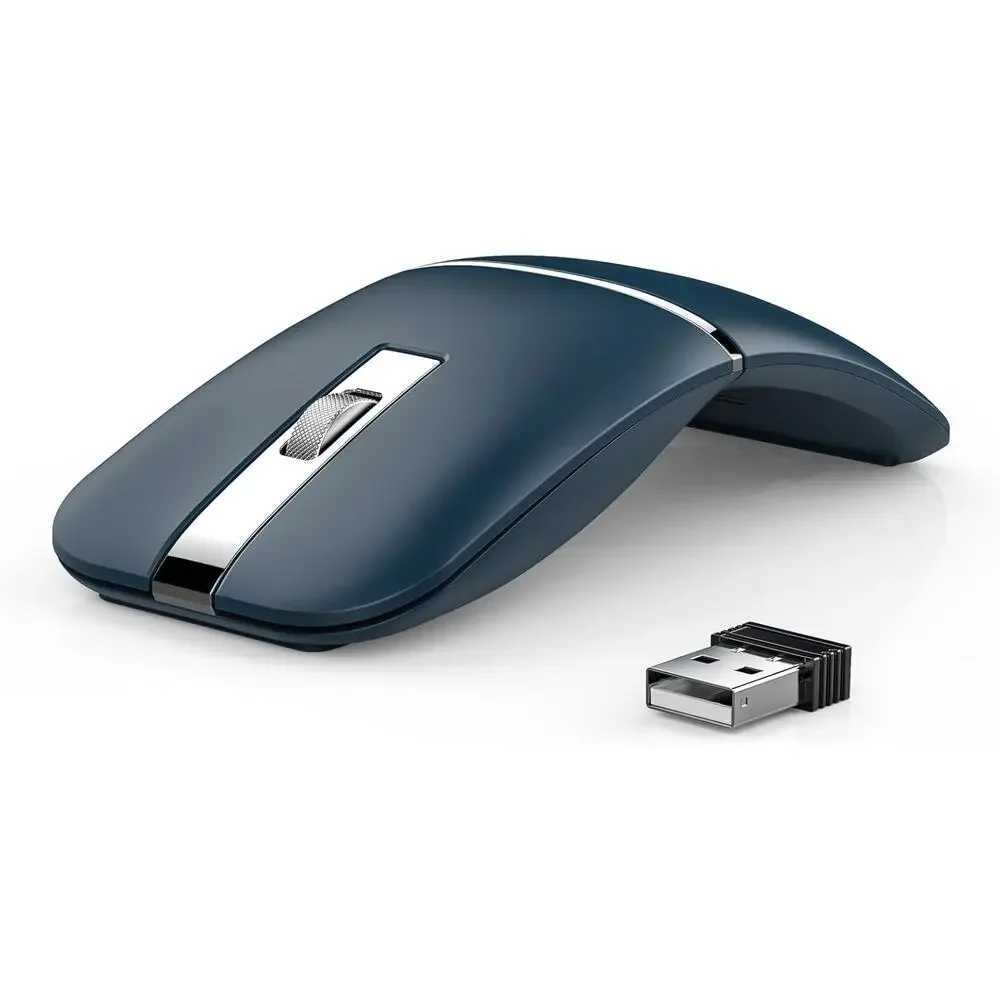 Bluetooth Wireless Arc Travel Mouse Pro – Bendable Rotating, Rechargeable Blue
